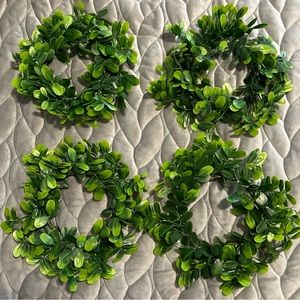 FOUR MINI FAUX-BOXWOOD WREATHS